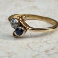 Diamond & Sapphire Moi et Toi Ring in 18ct Gold, a UK R or a US 9