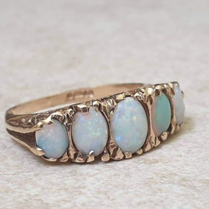 Five Stone Opal Ring in 9ct Gold.