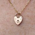 Simple Plain Heart Padlock in 9ct Rose Gold