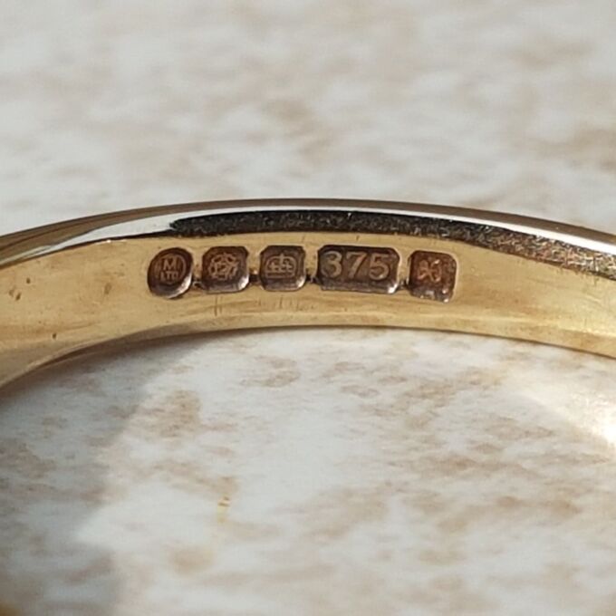 RESERVED – Sapphire and Diamond 9ct Gold Band, a UK K – K 1/2 or a US 5 3/4.