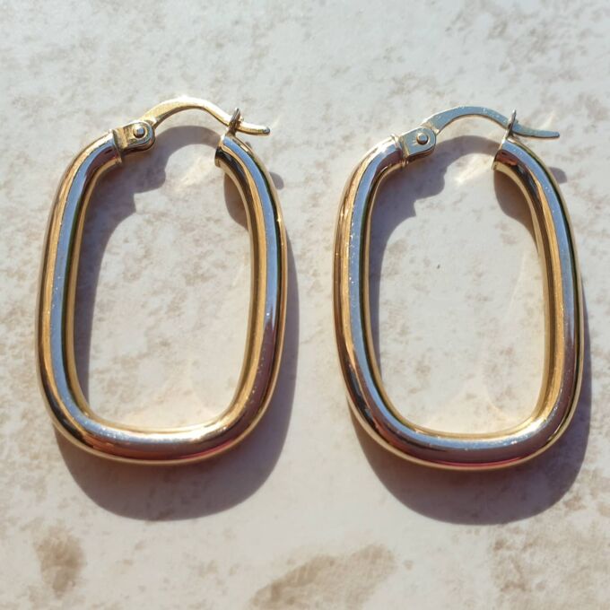 Squared Hoop Earrings in 9ct Gold