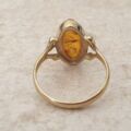 Marquise or Navette Amber Ring in 9ct Gold.
