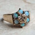 Opal and Diamond Cluster Ring in 9ct Yellow Gold, a UK M or a US 6 1/4.