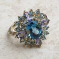 Reserved – Multistone Dress Ring in 9ct Gold,  a UK M 1/2 or a US 6 3/4.
