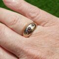 Three Stone Garnet Gypsy Ring in 9ct Gold, a UK L or a US 5 3/4