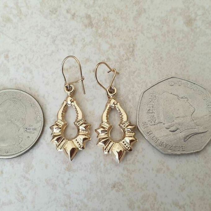 Ornate Drop Earrings in 9ct Gold.