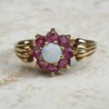 Opal and Ruby Cluster Ring in 9ct Gold, a UK N or a US 6 3/4