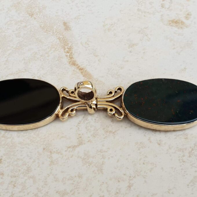 Onyx and Bloodstone Locket in 9ct Gold