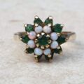 Chrysoprase and Opal Cluster Ring in 9ct Gold,  a UK P or a US 8.