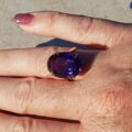 Huge Synthetic Colour Change Sapphire Ring in 9ct Gold, a UK N 1/2 or US 7 1/4.
