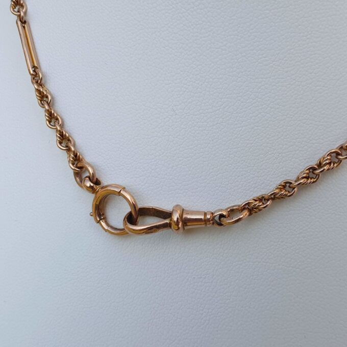 Fancy Link Chain with Dog Clip in 9ct Rose Gold