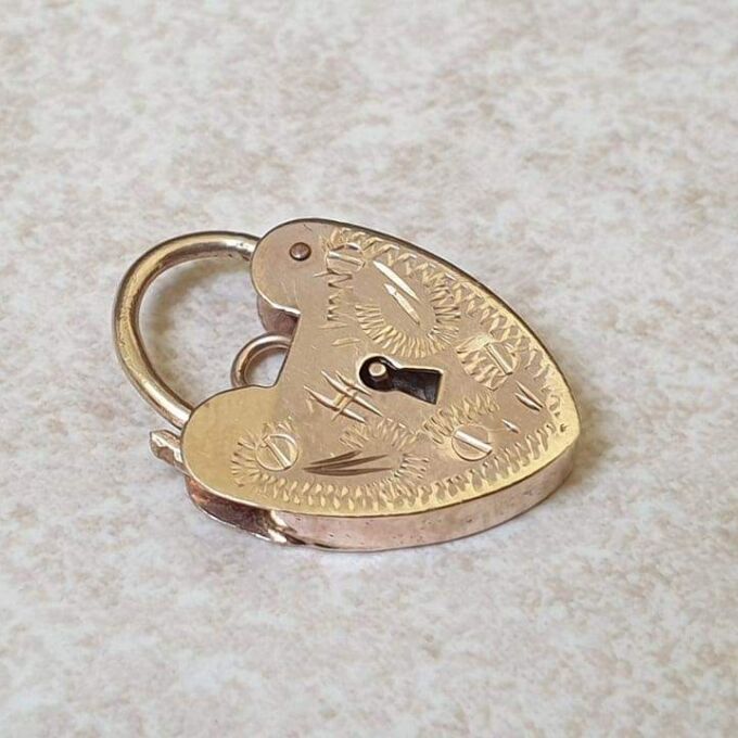 Engraved Front Small Padlock in 9ct Gold