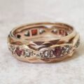 Garnet and Spinel Full Eternity Ring in 9ct Gold