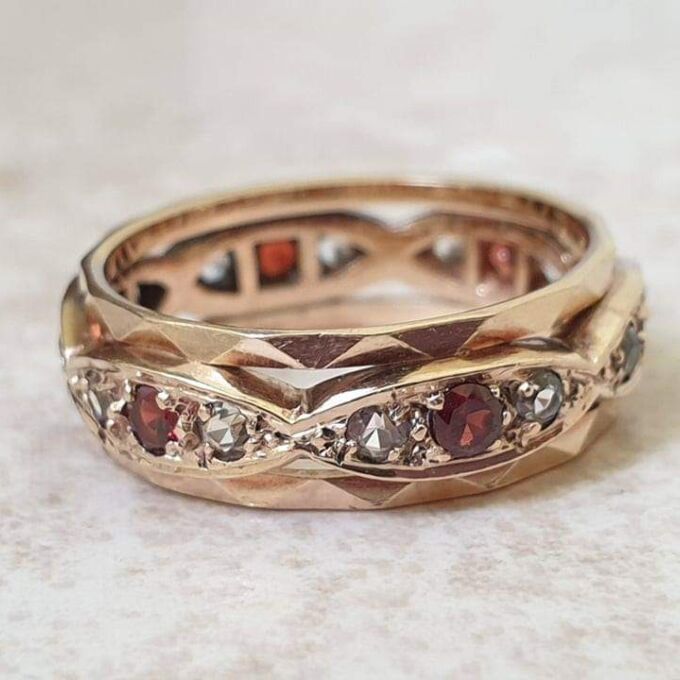 Garnet and Spinel Full Eternity Ring in 9ct Gold