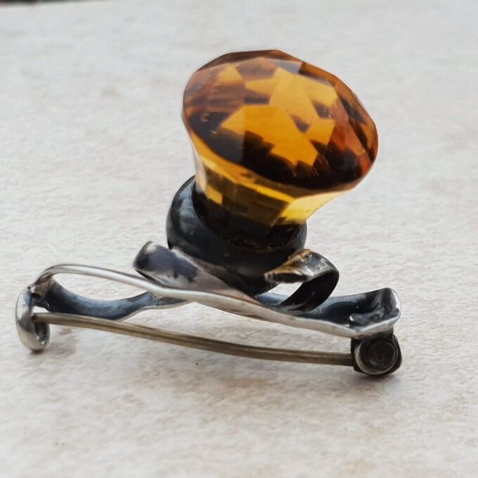 Art Nouveau Thistle Brooch in Sterling Silver