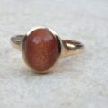 Cabochon Goldstone Signet Ring in 9ct Gold,  a UK N 1/2 or a US 7 1/4.