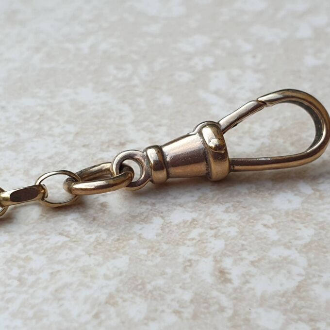 Belcher Chain Bracelet with Dog Clip, 7 1/2 inches, in 9ct Gold