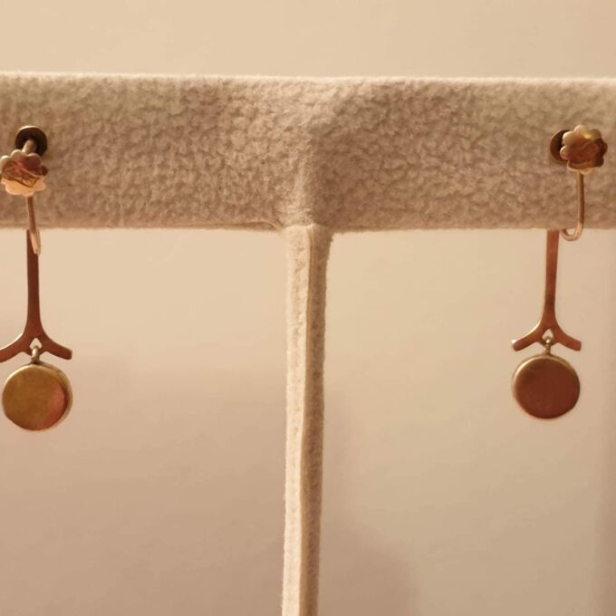 Old Turquoise Paste and 9ct Gold Screw Back Earrings.