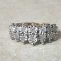Two Row Diamond Set Ring in 9ct Gold, a UK L 1/2 or a US 6 1/4