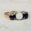 Opal and Sapphire Trilogy Ring in 9ct Gold, a UK J 1/2 or a US 5 1/4.