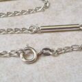 Long Length Italian Silver Bar and Link Chain Necklace, 33 inches.