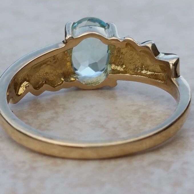 Oval Sky Blue Topaz Solitaire Ring in 9ct Gold, a UK J or a US 5.