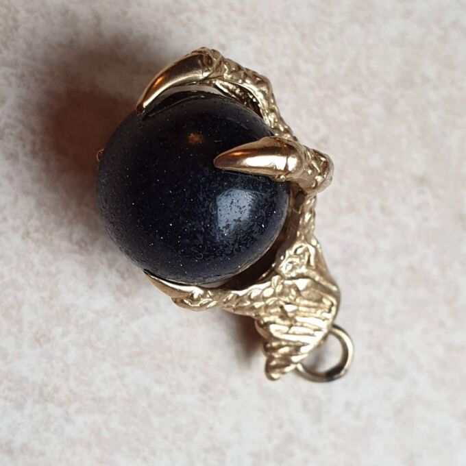 Goldstone Ball Eagle Talon Pendant in 9ct Gold