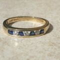 Channel Set Sapphire and Diamond Ring in 9ct Gold, a UK L 1/2 or a US 6 1/4