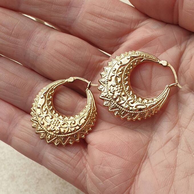 Gypsy Creole Hoop Earrings in 9ct Gold