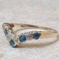 Topaz and Diamond Wishbone or Chevron Ring in 9ct Gold.