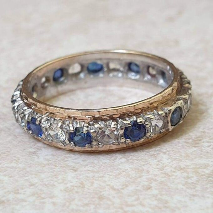 Synthetic Spinel Full Eternity Ring in 9ct Gold.