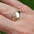 Part Engraved Heart Signet Ring in 9ct Gold.