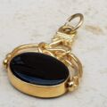 Onyx and Agate Spinner Fob in 9ct Gold