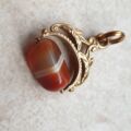 RESERVED – Banded Agate Spinner Fob in 9ct Gold