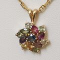 Multi Sapphire Cluster Pendant in 9ct Gold