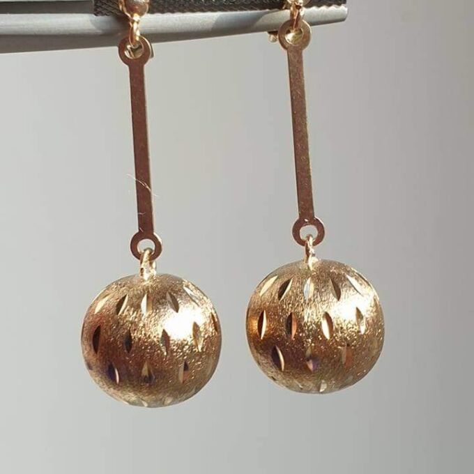 Glitterball Drop Earrings in 9ct Gold