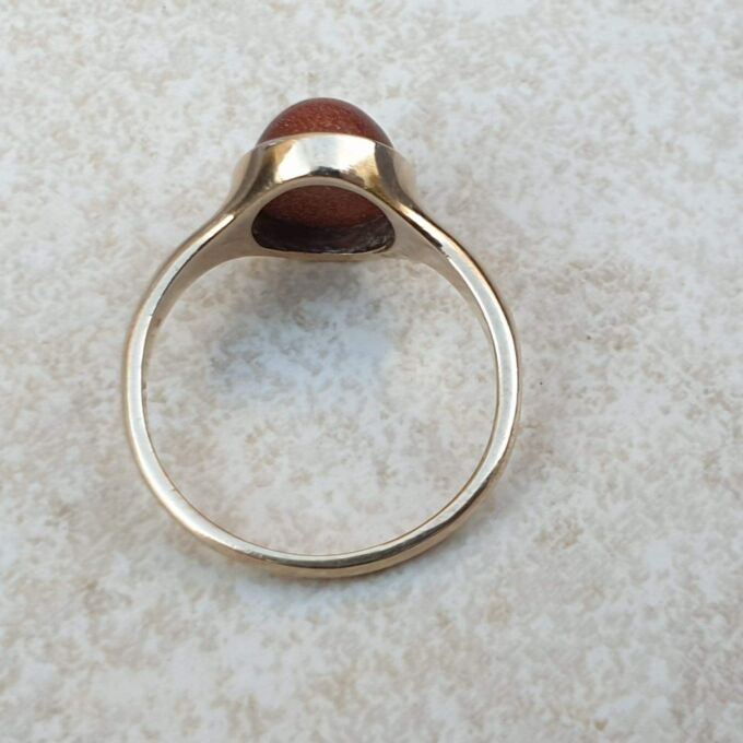 Cabochon Goldstone Signet Ring in 9ct Gold,  a UK N 1/2 or a US 7 1/4.