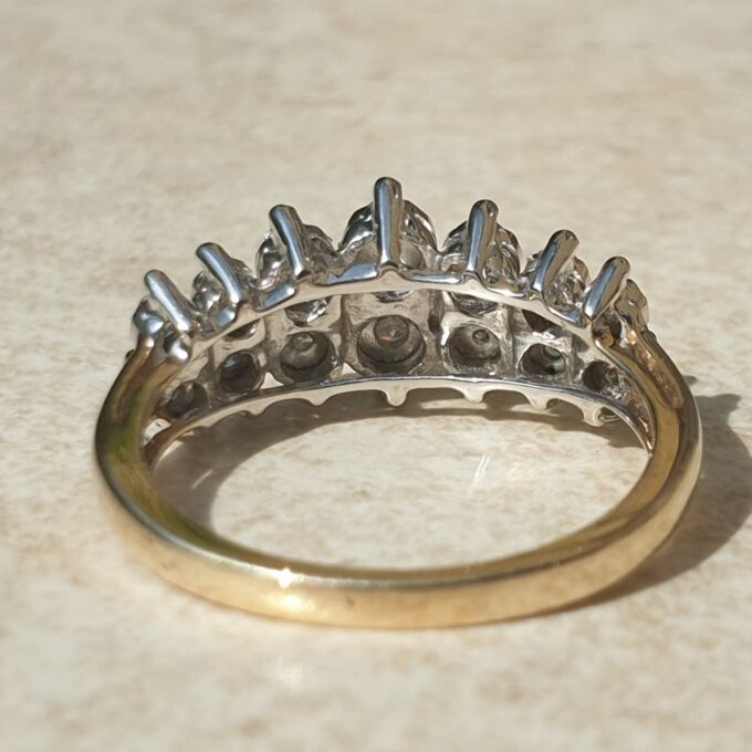 Two Row Diamond Set Ring in 9ct Gold, a UK L 1/2 or a US 6 1/4