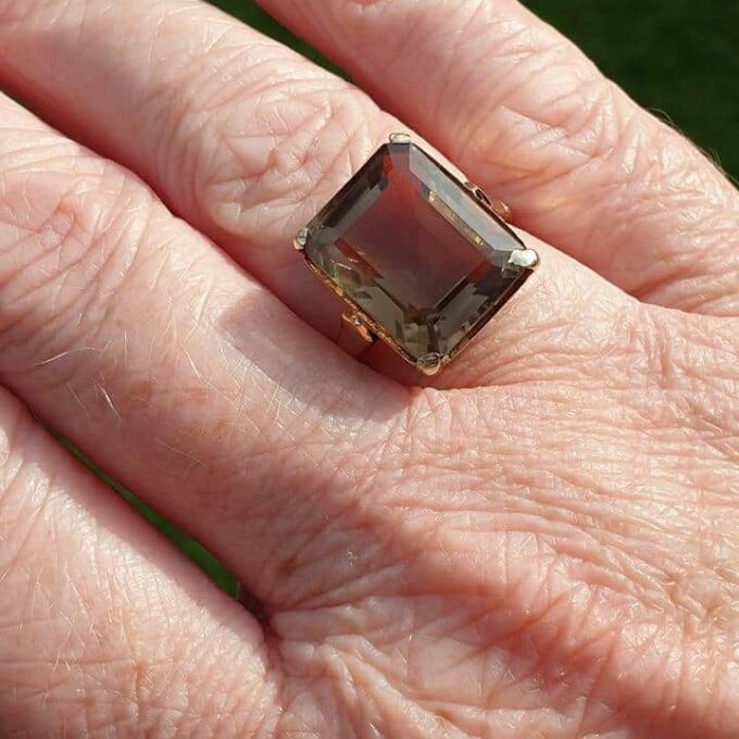 Huge Quartz Solitaire Ring in 9ct Gold