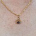 Tiny Garnet Fob Charm in 9ct Gold