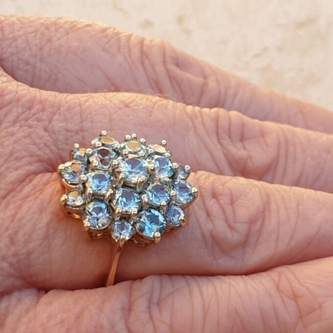 Huge Topaz Cluster Ring in 9ct Gold.