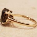 Romantic Heart Cut Smoky Quartz Ring in 9ct Gold, a UK P 1/2 or a US 8 1/4.