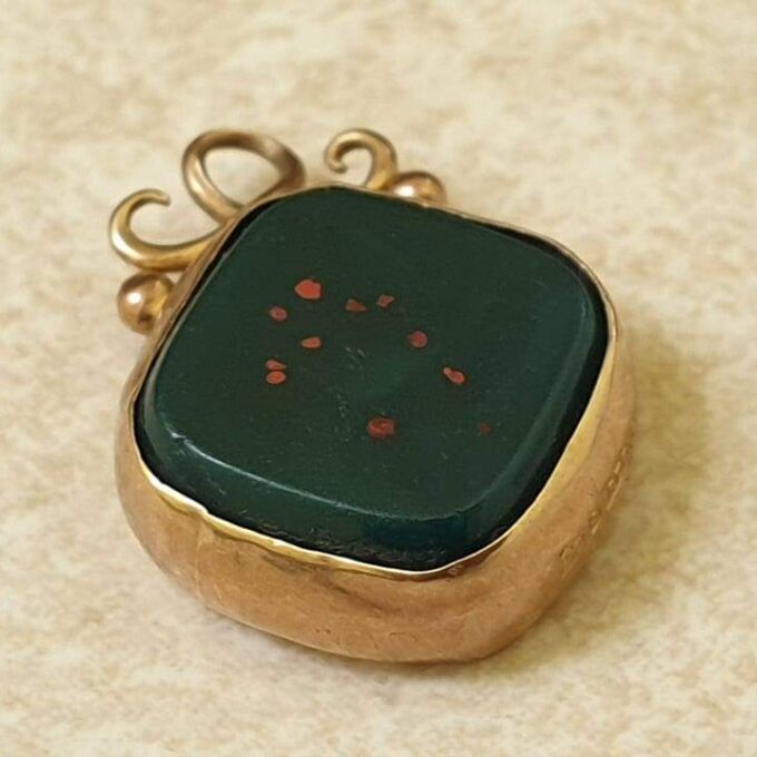 Antique Bloodstone Fob in 9ct Gold