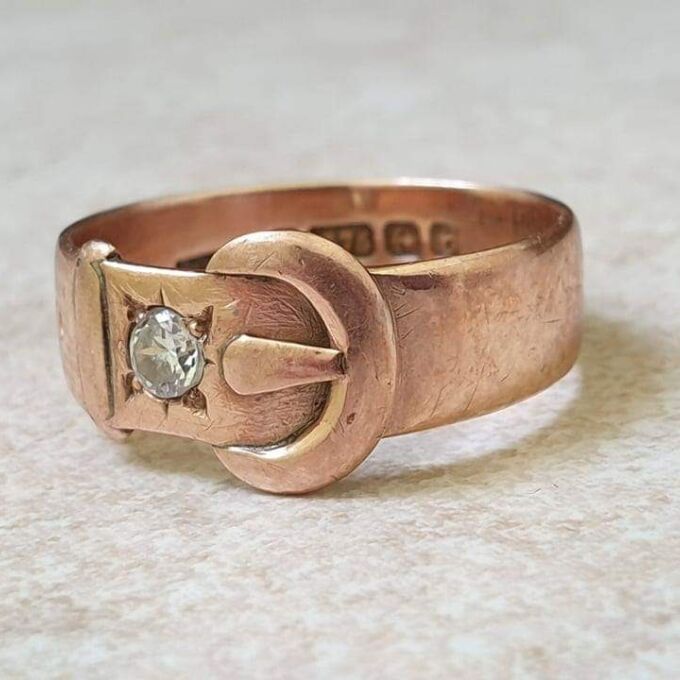 Antique Buckle Ring in 9ct Rose Gold.