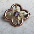 Small Antique Amethyst Brooch in 9ct Gold