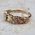 Flower and Leaf Design Ring in 9ct yellow & rose gold, a UK O or a US 7 1/2