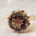 Fancy Set Solitaire Smoky Quartz Ring in 9ct Gold,  a UK P or a US 7 3/4.