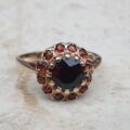 Garnet Cluster Ring in 9ct Gold, a UK K 1/2 or a US 5 1/2