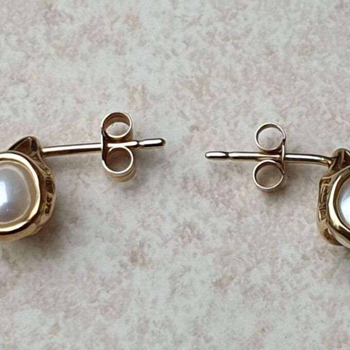 Pearl Caged Earrings in 9ct Gold