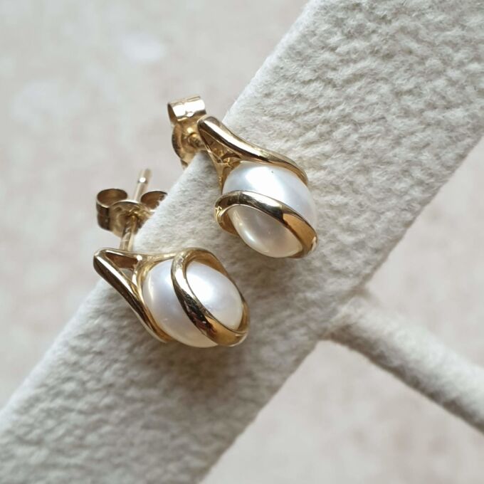 Pearl Caged Earrings in 9ct Gold